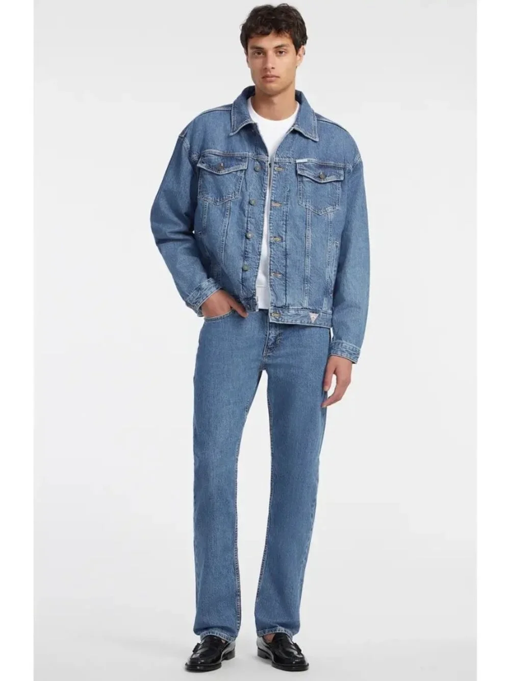 Thunder Trucker Jacket Size 2XL Blue 100% Cotton Front Pockets Button Down